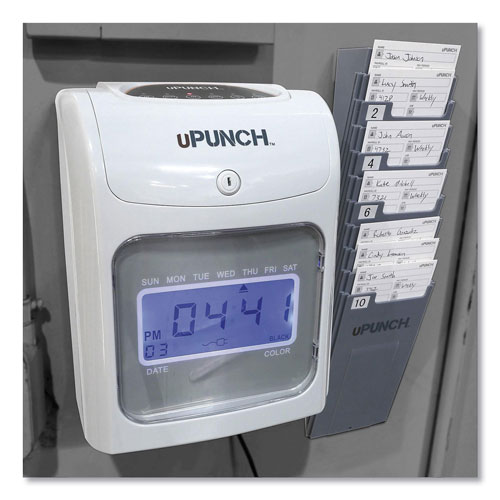 uPunch UB2000 Electronic Calculating Time Clock Bundle, LCD Display, Gray