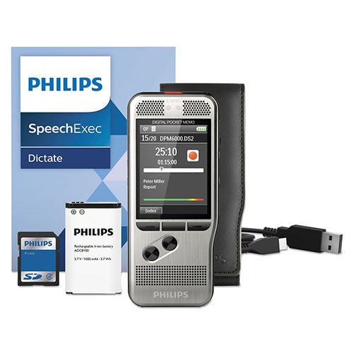 Philips Pocket Memo 6000 Digital Recorder, Push Button, 2GB, Silver