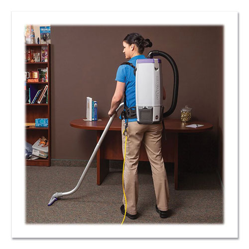 Pro Team Super Coach Pro 10 Backpack Vacuum with Xover Fixed-Length Two-Piece Wand, 10 qt Tank Capacity, Gray/Purple