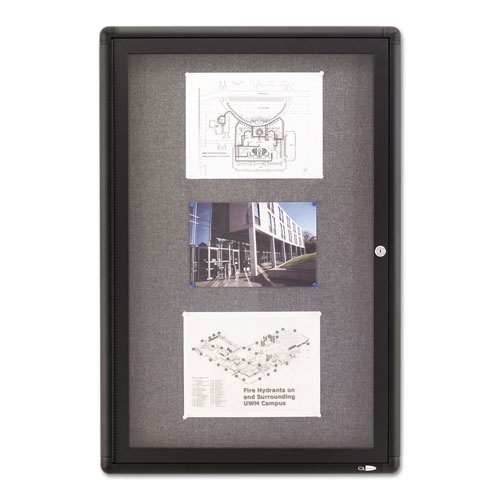 Quartet® Enclosed Fabric-Cork Board, 24 x 36, Gray Surface, Graphite Aluminum Frame
