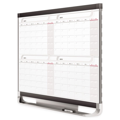 Quartet® Prestige 2 Magnetic Total Erase 4-Month Calendar, 36 x 24, Graphite Color Frame