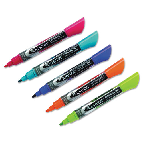 Quartet® EnduraGlide Dry Erase Marker, Broad Chisel Tip, Assorted Colors, 12/Set
