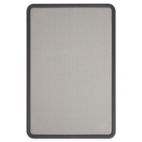 Quartet® Contour Fabric Bulletin Board, 48 x 36, Gray Surface, Black Plastic Frame