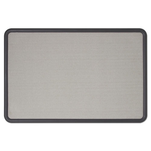 Quartet® Contour Fabric Bulletin Board, 48 x 36, Gray Surface, Black Plastic Frame