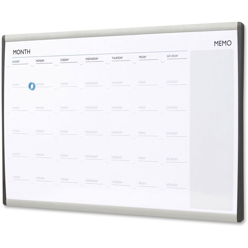 Quartet® Magnetic Dry-Erase Calendar, 18 x 30, White Surface, Silver Aluminum Frame