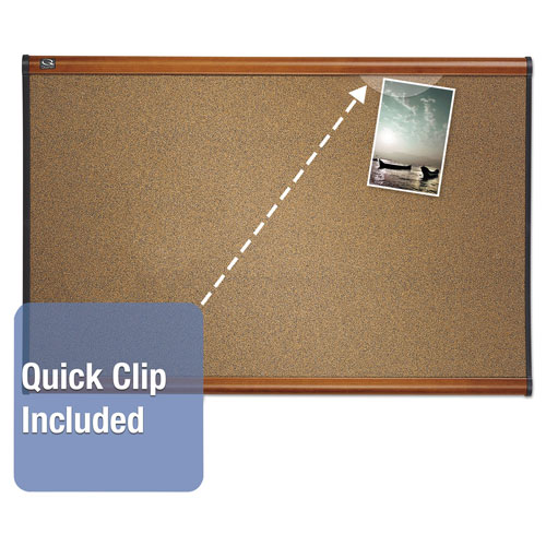 Quartet® Prestige Bulletin Board, Brown Graphite-Blend Surface, 36 x 24, Cherry Frame