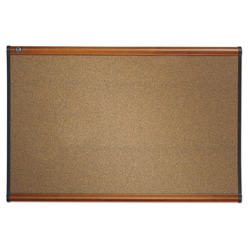 Quartet® Prestige Bulletin Board, Brown Graphite-Blend Surface, 36 x 24, Cherry Frame