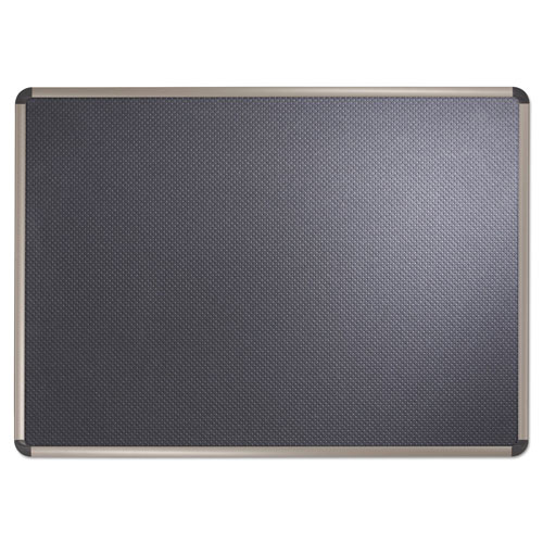 Quartet® Prestige Euro-Style Embossed Foam Bulletin Board, 48 x 34 7/16, Black/Alum Frame