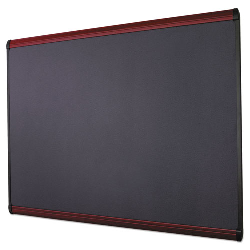 Quartet® Prestige Plus Magnetic Fabric Bulletin Board, 72 x 48, Mahogany Frame