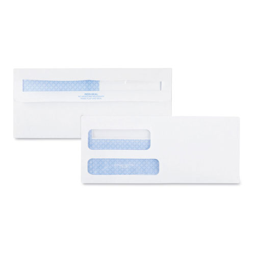 Quality Park Double Window Redi-Seal Security-Tinted Envelope, #9, Commercial Flap, Redi-Seal Closure, 3.88 x 8.88, White, 500/Box
