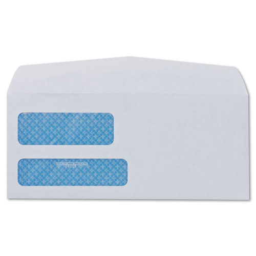 Quality Park Double Window Security-Tinted Check Envelope, #8 5/8, Commercial Flap, Gummed Closure, 3.63 x 8.63, White, 1,000/Box