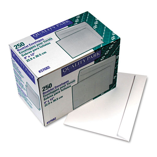 Quality Park Open-Side Booklet Envelope, #10 1/2, Cheese Blade Flap, Gummed Closure, 9 x 12, White, 250/Box