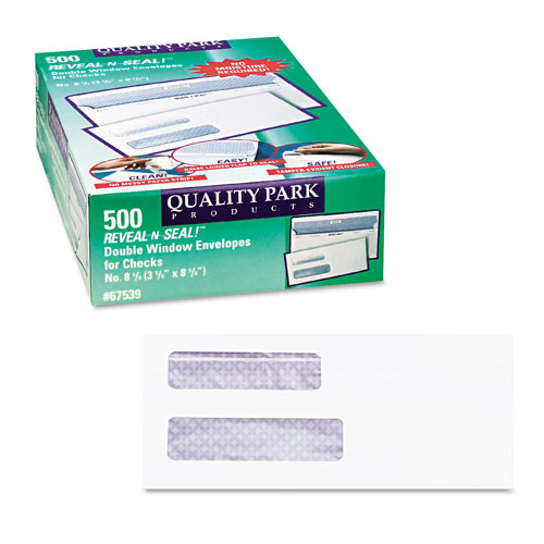 Quality Park Reveal-N-Seal Envelope, #8 5/8, Commercial Flap, Self-Adhesive Closure, 3.63 x 8.63, White, 500/Box