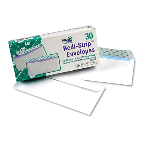 Quality Park Redi-Strip Security Tinted Envelope, #10, Commercial Flap, Redi-Strip Closure, 4.13 x 9.5, White, 30/Box