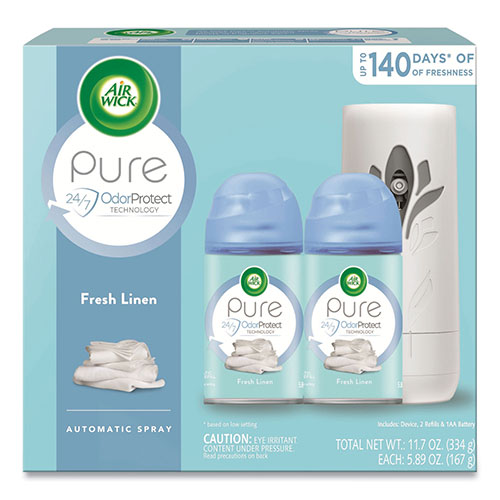Air Wick Freshmatic Ultra Automatic Pure Starter Kit, 3.19 x 8.44 x 7.75, White/Gray, Tropical Flowers, 4/Carton