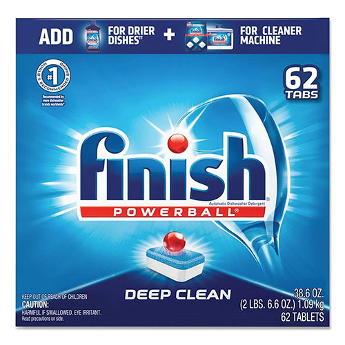 Finish® Powerball Dishwasher Tabs, Fresh Scent, 62/Box