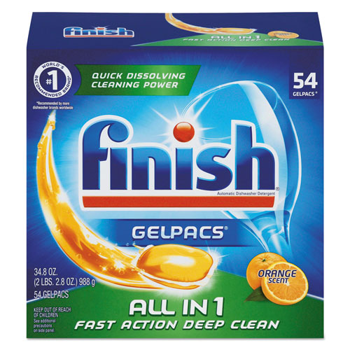 Finish® Dish Detergent Gelpacs, Orange Scent, 54/Box
