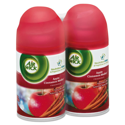 Air Wick Freshmatic Ultra Spray Refill, Apple Cinnamon Medley, Aerosol, 5.89 oz, 2/Pack, 3 Packs/Carton