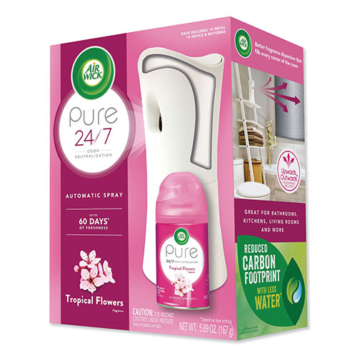 Air Wick Freshmatic Ultra Automatic Pure Starter Kit, 3.33 x 3.53 x 7.76, White, Tropical Flowers