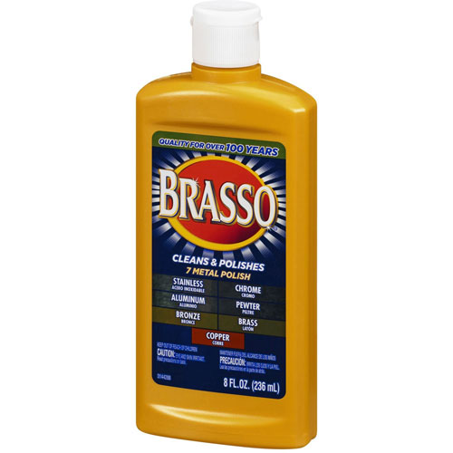 Brasso® Metal Polish, Liquid, 8 fl oz (0.3 quart), Bottle, Tan