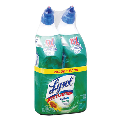 Lysol Clean & Fresh Toilet Bowl Cleaner Cling Gel, Country Scent, 24oz, 2/Pack, 4PK/CT