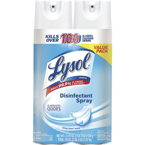 Lysol Linen Disinfectant Spray, Ready-To-Use Spray, Crisp Linen Scent, 2/Pack, Clear