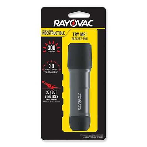 Rayovac Virtually Indestructible LED Flashlight, 3 AAA Batteries (Included), Black
