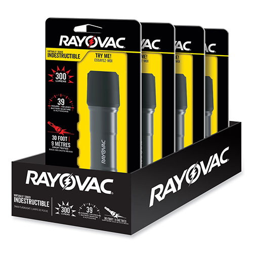 Rayovac Virtually Indestructible LED Flashlight, 3 AAA Batteries (Included), Black