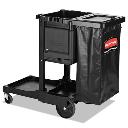 Rubbermaid Executive Janitorial Cleaning Cart, 12.1w x 22.4d x 23h, Black