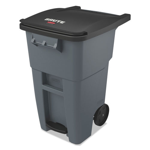 Rubbermaid Brute Step-On Rollouts, Square, 50 gal, Gray