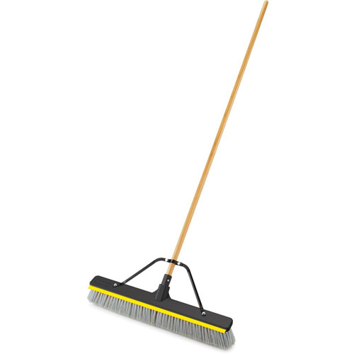 Rubbermaid Push Broom,W/Squeegee,3" Bristles,24"W,15/16" Dia Handle