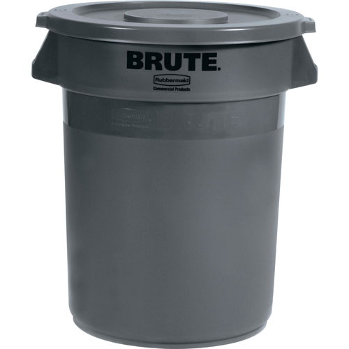 Rubbermaid Brute 32G Container Flat Lid, Flat, Plastic, 6/Carton, Gray