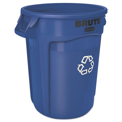 Rubbermaid Brute Recycling Container, Round, 32 gal, Blue
