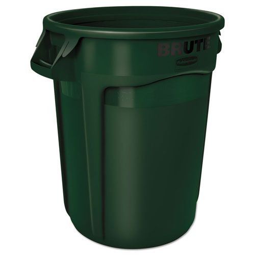 Rubbermaid Round Brute Container, Plastic, 32 gal, Dark Green