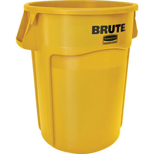 Rubbermaid Brute 44-gallon Vented Container, Yellow, 4/Carton