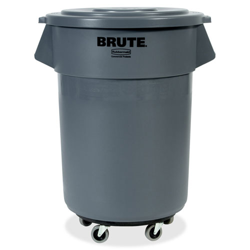 Rubbermaid Brute 55-gallon Container Lid, Flat, Plastic, 3/Carton, Gray