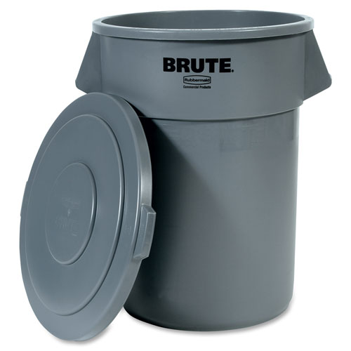 Rubbermaid Brute 55-gallon Container Lid, Flat, Plastic, 3/Carton, Gray