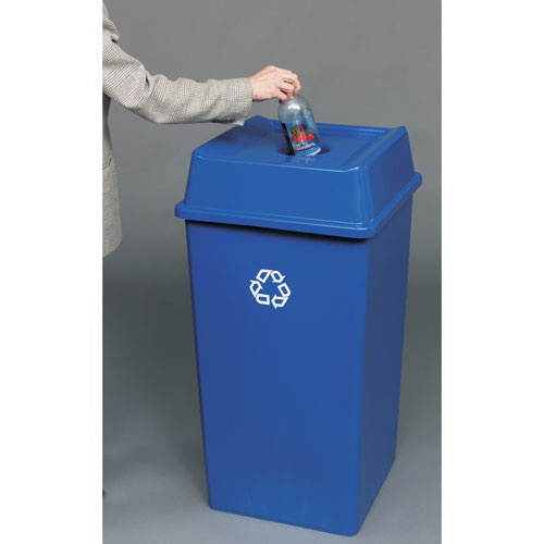 Rubbermaid 50-Gallon Square Recycling Container, 50 gal Capacity, Blue, 4/Carton