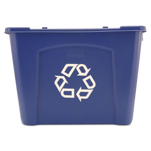 Rubbermaid Stacking Recycle Bin, Rectangular, Polyethylene, 14 gal, Blue