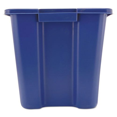 Rubbermaid Stacking Recycle Bin, Rectangular, Polyethylene, 14 gal, Blue