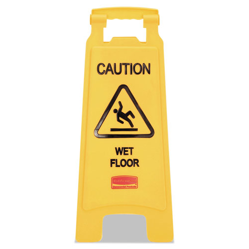 Rubbermaid Caution Wet Floor Floor Sign, Plastic, 11 x 12 x 25, Bright Yellow