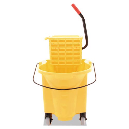 Rubbermaid Wavebrake 26 Quart Side Press Mop Bucket & Wringer Combo, Yellow