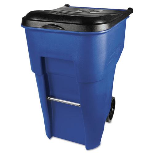 Rubbermaid Brute Rollout Container, Square, Plastic, 95 gal, Blue