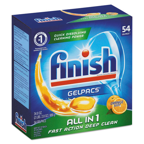 Finish® Dish Detergent Gelpacs, Orange Scent, 54/Box, 4 Boxes/Carton