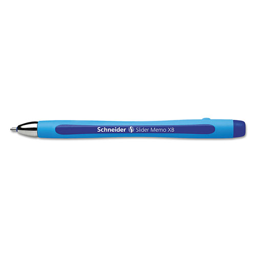 Schneider Slider Memo XB Ballpoint Pen, Stick, Extra-Bold 1.4 mm, Blue Ink, Blue/Light Blue Barrel, 10/Box