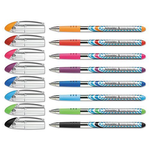 Schneider Slider Basic Ballpoint Pen, Stick, Extra-Bold 1.4 mm, Assorted Ink and Barrel Colors, 8/Pack