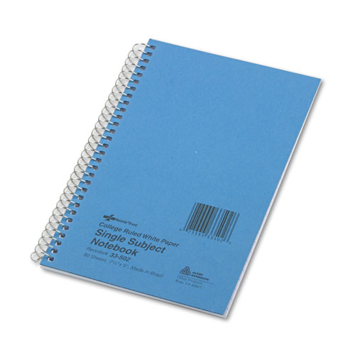National Brand Single-Subject Wirebound Notebooks, 1 Subject, Medium/College Rule, Blue Cover, 7.75 x 5, 80 Sheets