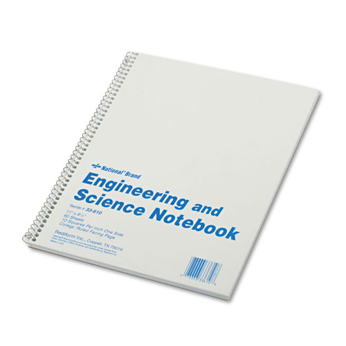 Rediform Engineering and Science Notebook, 10 sq/in Quadrille Rule, 11 x 8.5, White, 60 Sheets