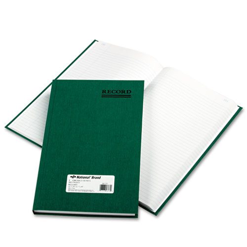 National Brand Emerald Series Account Book, Green Cover, 300 Pages, 12 1/4 x 7 1/4