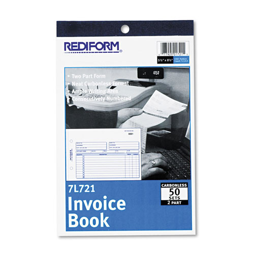Rediform Invoice Book, Two-Part Carbonless, 5.5 x 7.88, 50 Forms Total